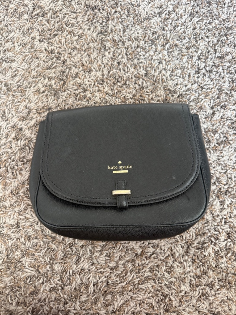 kate spade Black Pebbled Leather Crossbody with Gold Accent